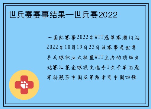世兵赛赛事结果—世兵赛2022
